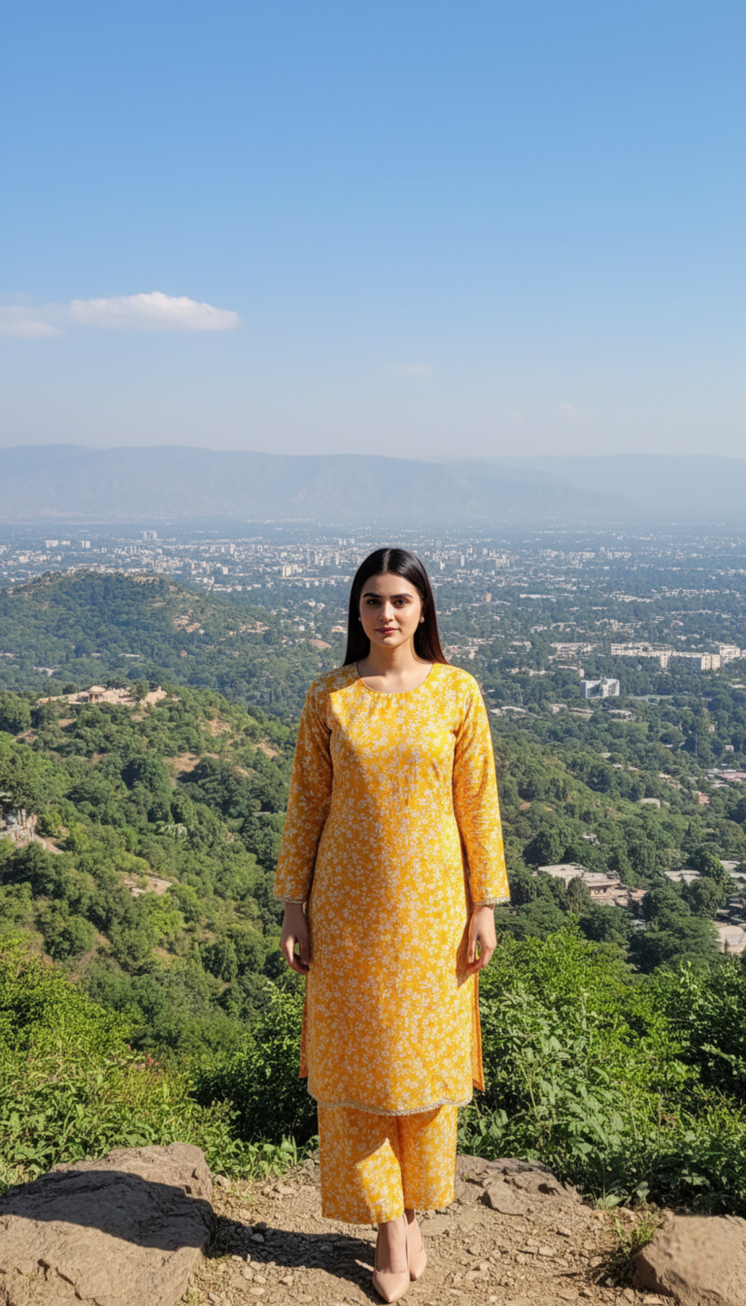 Stitched Yellow Floral Printed Linen 2-Piece Suit – Everyday Wear