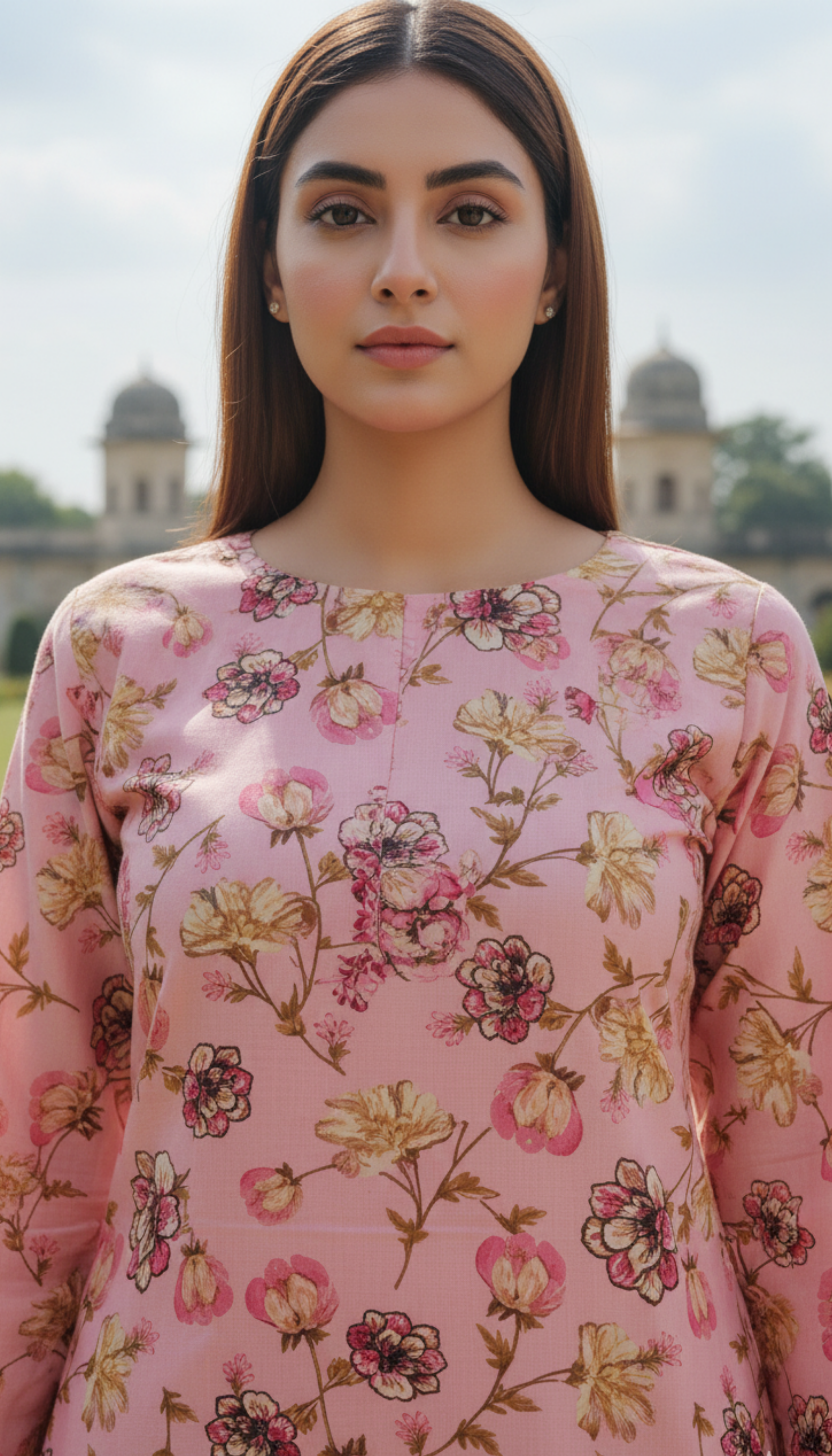 Stitched Pink Floral Printed Linen 2-Piece Suit – Soft & Elegant Daily Wear