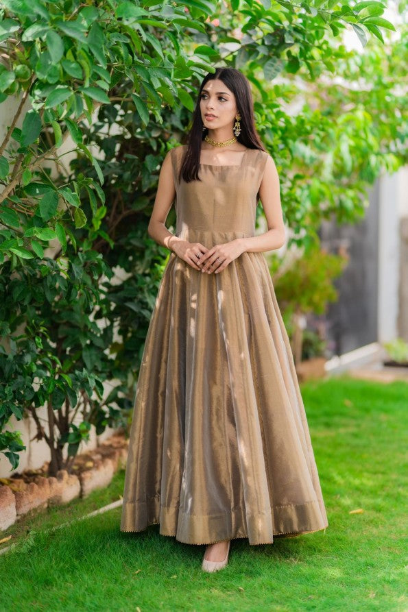 Embroidered Maxi Dress With Koti Set