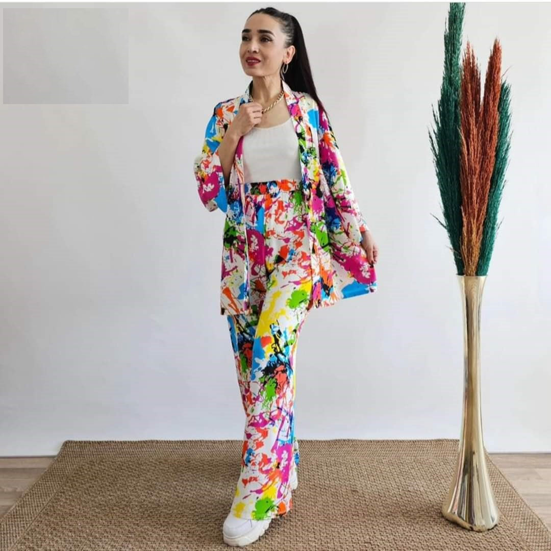 Full Button Style Printed Shirt With Trouser