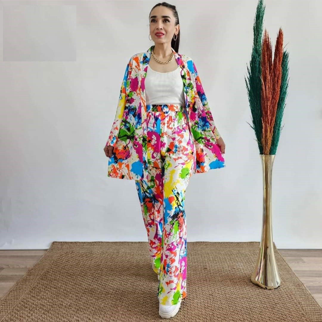 Full Button Style Printed Shirt With Trouser