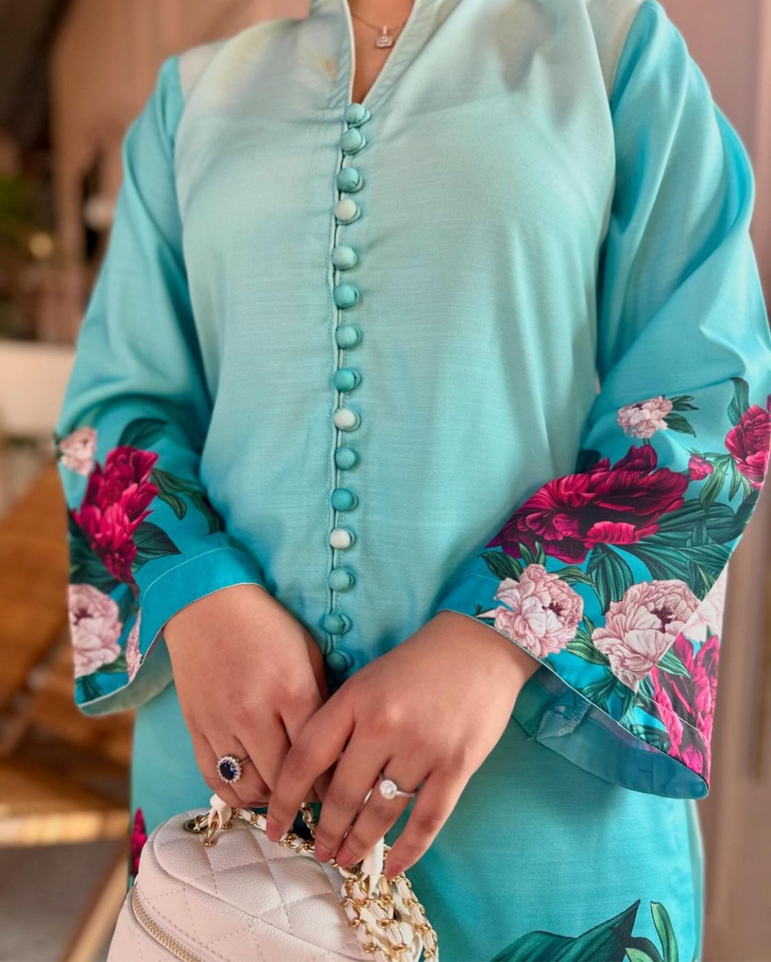 Digital Front &amp; Back Floral Print Co Ord Set 2PCs