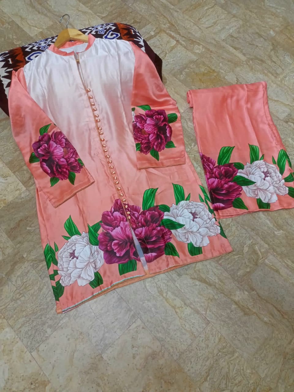 Digital Front &amp; Back Floral Print Co Ord Set 2PCs