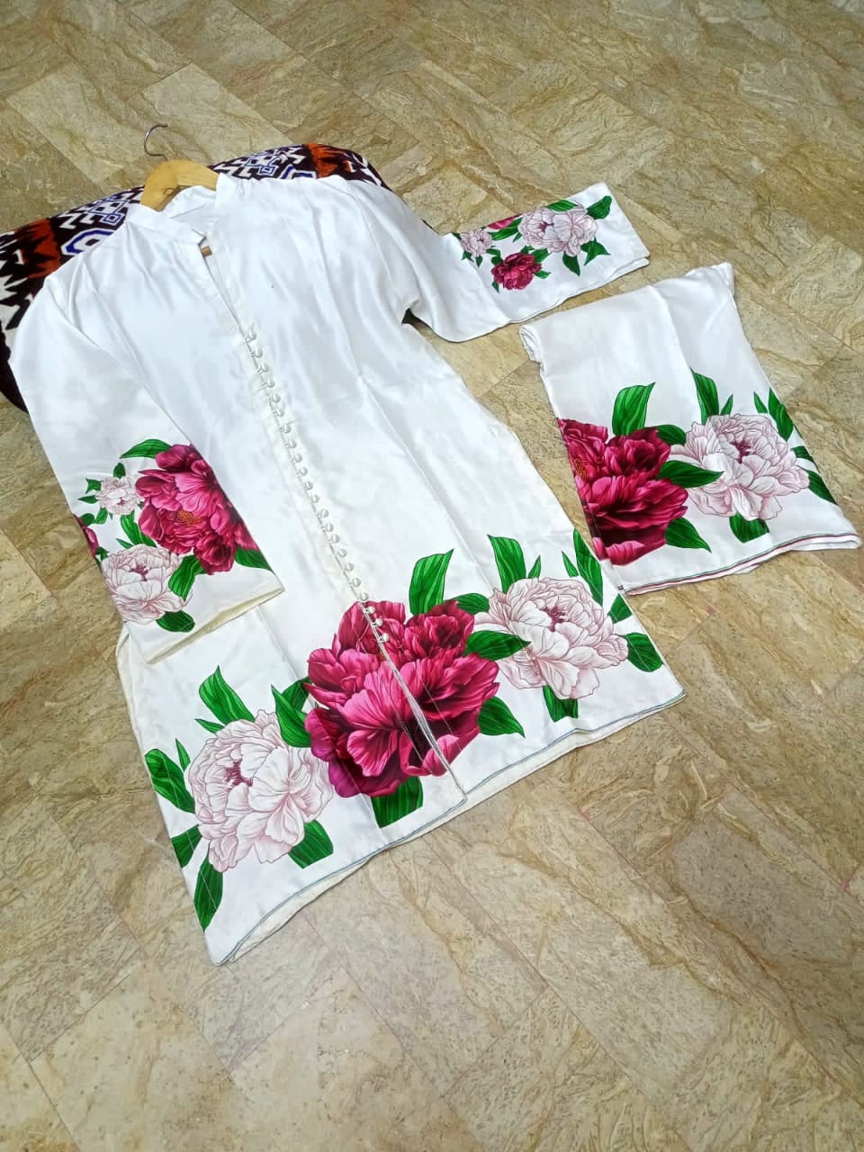 Digital Front &amp; Back Floral Print Co Ord Set 2PCs