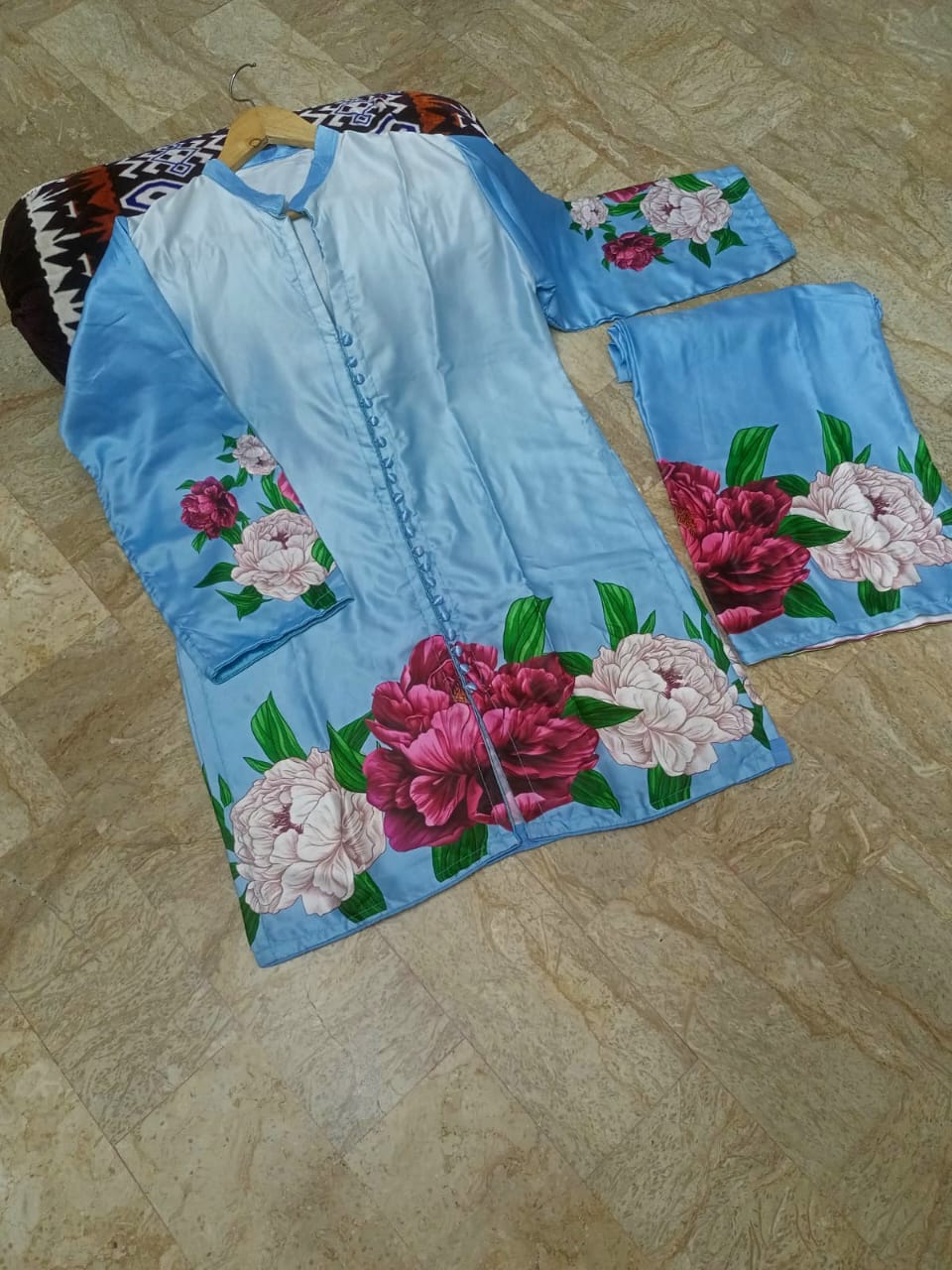 Digital Front &amp; Back Floral Print Co Ord Set 2PCs