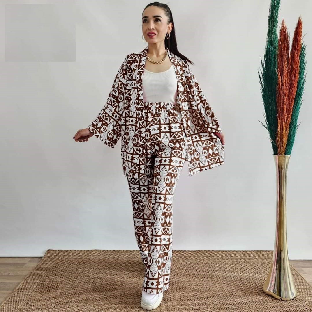 Full Button Style Printed Shirt With Trouser