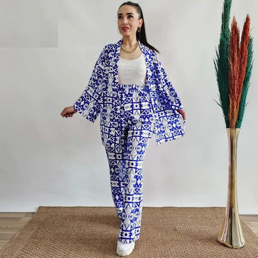 Full Button Style Printed Shirt With Trouser